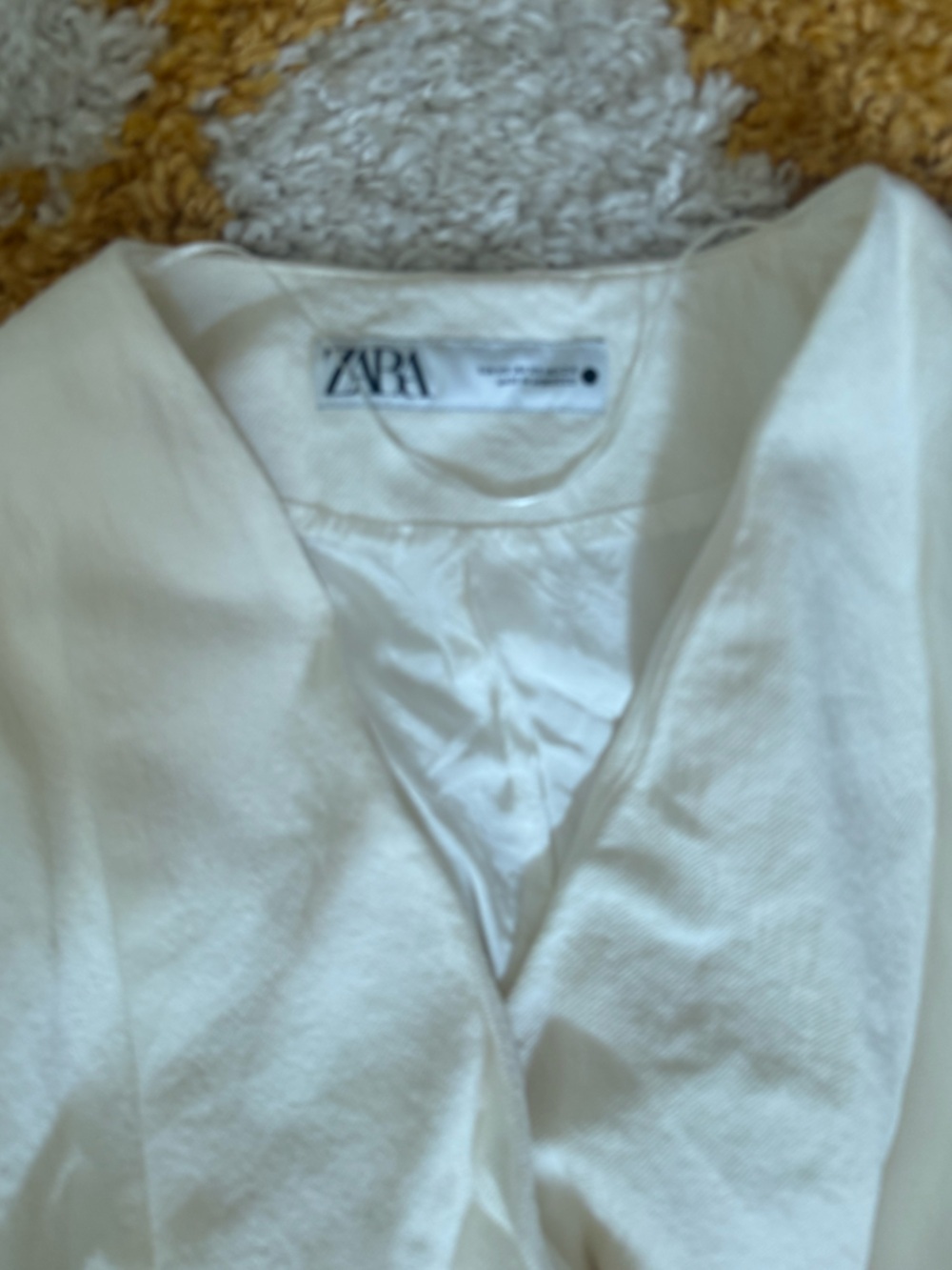 ZARA Linen Cream Wrap Top with Waist Tie XS - Picture 2 of 4